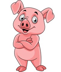 Cartoon happy pig posing