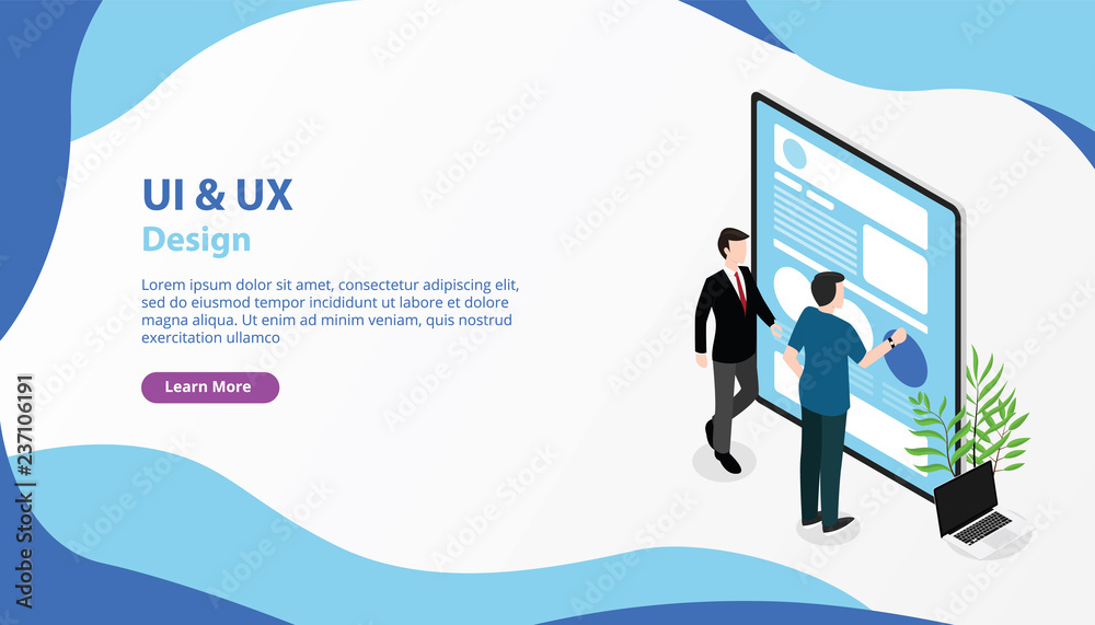 Poster ui ux user interface and user experience banner website design page template vector