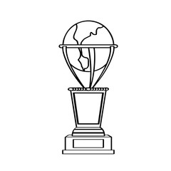Earth globe shape golden trophy icon. Vector illustration design