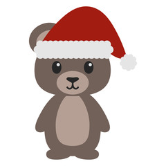 Teddy Bear in Santa Costume - Teddy bear wearing red and white Santa hat