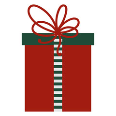 Christmas Gift - Red, green, and white Christmas present with ribbon bow