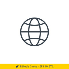 Globe Icon / Vector - In Line / Stroke Design