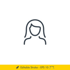 Female User Icon / Vector - In Line / Stroke Design
