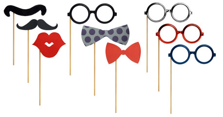 Photo booth props isolated on white background. Birthday and Party Set and wedding. © runrun2