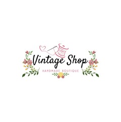 Tailor Sewing Vintage, Needle, Yarn, Fashion, Floral, Retro Logo , Sign, Icon Template Vectr Design