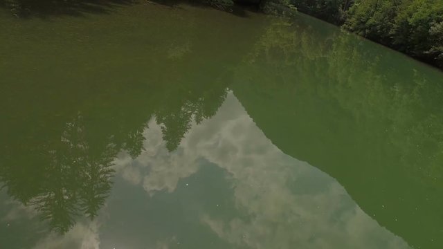 Aerial shot above river