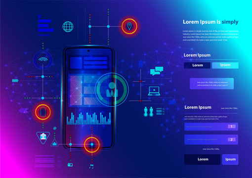 Modern networking smart phone innovation technology business digital marketing ideas concept, Vector illustration design layout template