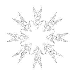 Mesh vector pressure arrows icon on a white background. Polygonal carcass dark gray pressure arrows image in lowpoly style with combined triangles, points and lines.
