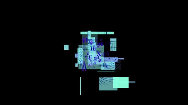 4k Abstract computer business square swirl number,alphabet matrix,finance market,information data,decryption encryption passwords,digital technology science,time space,computing info background.