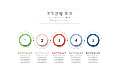 Infographic design elements for your business data with 5 options, parts, steps, timelines or processes. Vector Illustration.