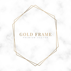 Golden hexagon frame template vector - obrazy, fototapety, plakaty