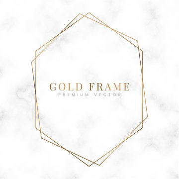 Golden Hexagon Frame Template Vector