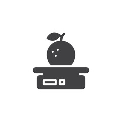 Scale with apple vector icon. filled flat sign for mobile concept and web design. Weighing apples fruit simple solid icon. Symbol, logo illustration. Pixel perfect vector graphics