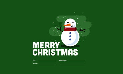 Merry Christmas To From Template Card With Snowman Illustration