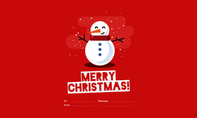 Merry Christmas To From Template Card With Snowman Illustration