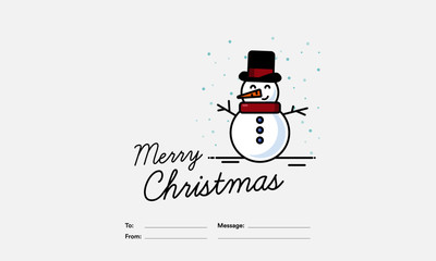 Merry Christmas To From Template Card With Snowman Illustration
