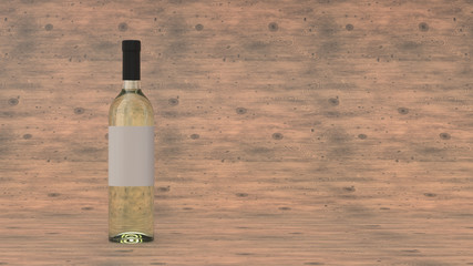 Mockup for bottle of white wine with blank label