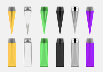 3D glossy plastic tube for medicine or cosmetics - cream, gel, skin care, toothpaste. Realistic packaging with flip top cover isolated on background.