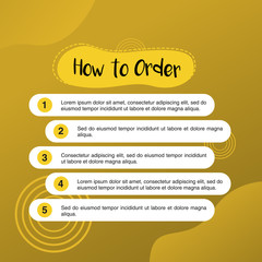 template illustration how to order, format order, Online payment, Payment options, call to action, online shop, social media. Modern design.