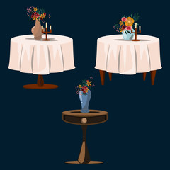 flower on tables set vector illustration 