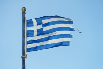 Greek flag waving o wind.