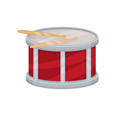 Drum, percussion musical instrument vector Illustration on a white background