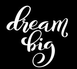 Dream big hand written lettering. Inspirational quote. Vector