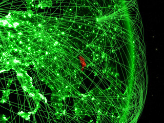 Moldova on green planet Earth with network. Concept of connectivity, travel and communication.