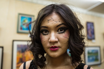 halloween make-up skull beautiful woman