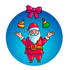 Cute Santa Claus hand drawn character. Cartoon Christmas Father. Doodle Santa in pose. Xmas, New Year greeting card, poster, banner design element. Isolated holiday vector illustration