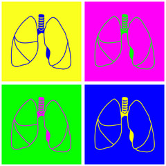 Lungs bright squares design. Yellow, green, blue, magenta colors. Vector illustration.