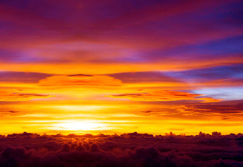 Sunset over the twilight cloud and sky background,colorful dramatic sky