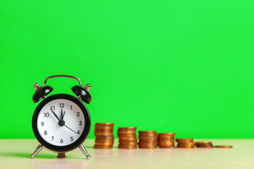 Time is money, table clock with coins