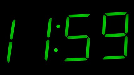 Digital Watch, green numbers, time
