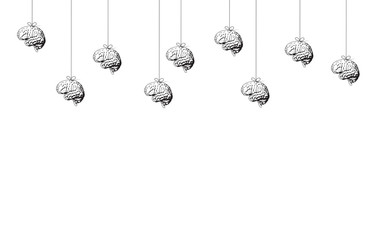 Black and white brains on a strings background. Creative vector illustration.