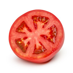 The sliced tomato isolated on white background