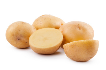 raw yellow potato isolated on white background