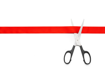 ribbon with scissors isolated on white