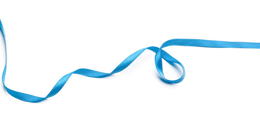 Beautiful blue ribbon on white background
