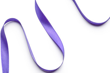 Shiny satin ribbon in lavender color isolated on white background