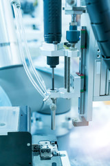 robot drill machine tool at pcb board industrial manufacture factory
