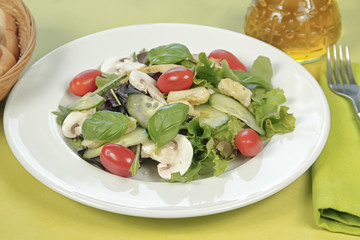 fresh salad with tomatoes and cheese