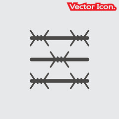 Barbed Wire icon isolated sign symbol and flat style for app, web and digital design. Vector illustration.