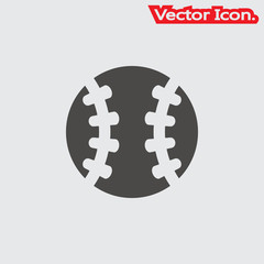 Baseball ball icon isolated sign symbol and flat style for app, web and digital design. Vector illustration.