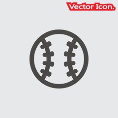 Baseball ball icon isolated sign symbol and flat style for app, web and digital design. Vector illustration.