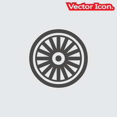 bicycle wheel. Icon isolated sign symbol and flat style for app, web and digital design. Vector illustration.