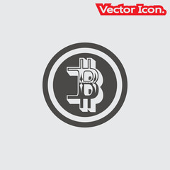 Bitcoin icon isolated sign symbol and flat style for app, web and digital design. Vector illustration.