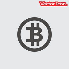Bitcoin icon isolated sign symbol and flat style for app, web and digital design. Vector illustration.