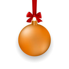 Christmas ball with ribbon and a bow