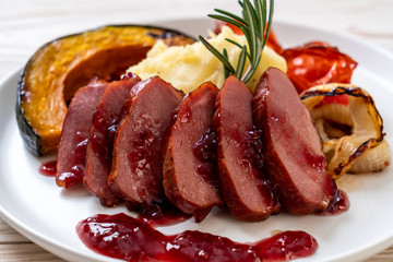 grilled duck breast with sauce